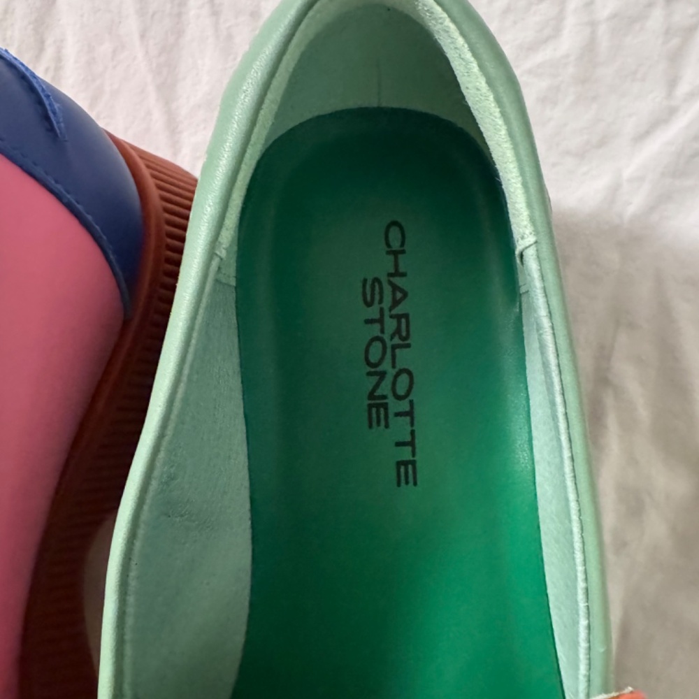 Charlotte Stone Adam Platform Loafers, Solimar Multicolor Mismatch - Size 8 - Picture 5 of 7